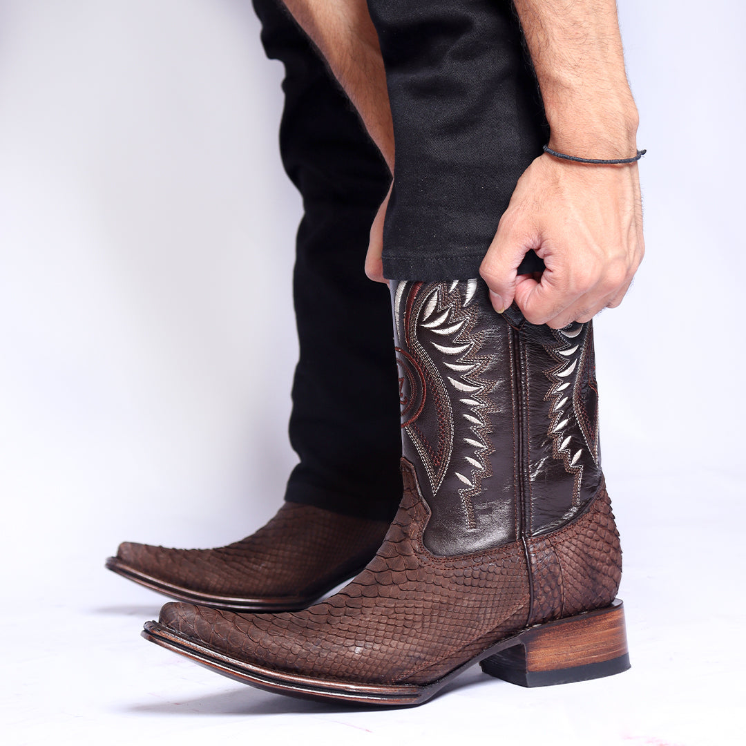Bota Vaquera en Piel de Pitón Nobuck