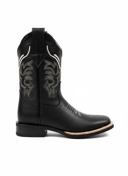 Bota Vaquera Infantil de Piel Negra | Azabache Kids