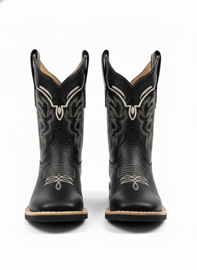 Bota Vaquera Infantil de Piel Negra | Azabache Kids